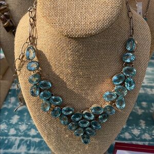 Dazzling Aqua Necklace with Silver Accents